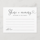 Minimalistische Script Deel een Herinnering Rouwka Briefkaart (Voorkant)