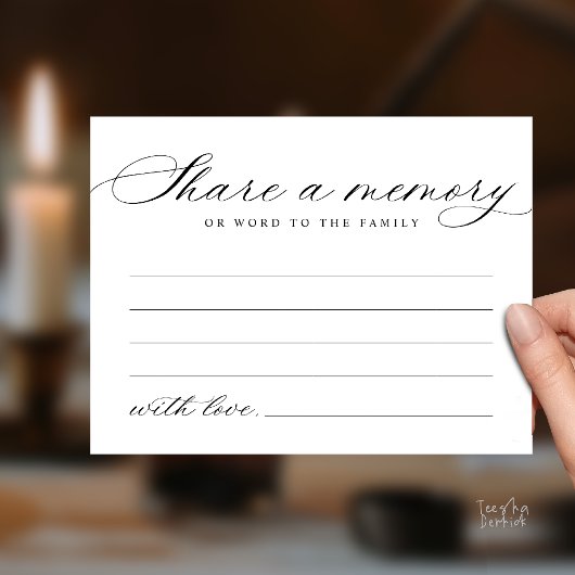 Minimalistische Script Deel een Herinnering Rouwka Briefkaart