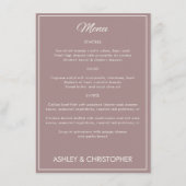 Minimalistische Script Dusty Roos bruiloft recepti Menu (Voorkant)