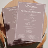 Minimalistische Script Dusty Roos Wedding Programmakaart