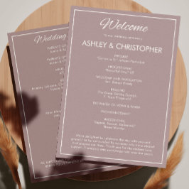 Minimalistische Script Dusty Roos Wedding Programmakaart
