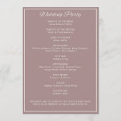 Minimalistische Script Dusty Roos Wedding Programmakaart (Achterkant)
