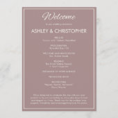 Minimalistische Script Dusty Roos Wedding Programmakaart (Voorkant)