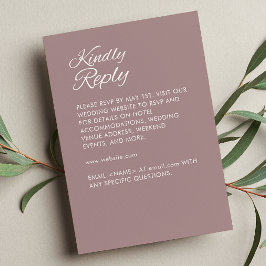 Minimalistische Script Dusty Roos Wedding RSVP Kaartje