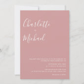 Minimalistische script Dusty Rose foto bruiloft Kaart (Voorkant)
