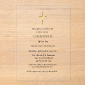 Minimalistische script eerste holy communiqué uitn acryl uitnodigingen (Voorkant)