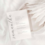 Minimalistische Script Font Wedding Menu Kaart met<br><div class="desc">Deze aanpasbare bijpassende trouwmenukaart is ontworpen om te coördineren met ons Minimalistische All In One-Collectie en heeft een strakke en eenvoudige lay-out, met een eenvoudig lettertype. Voor meer geavanceerde aanpassingen van dit ontwerp, bijvoorbeeld het wijzigen van de lay-out, het lettertype of de tekstgrootte, klikt u op de knop "AANPASSEN" hierboven....</div>