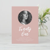Minimalistische Script Foto 21e verjaardag Dusty P Kaart (Staand voorkant)
