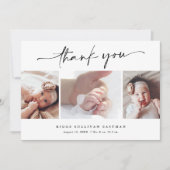 Minimalistische Script Foto Baby Bedankt (Voorkant)