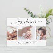 Minimalistische Script Foto Baby Bedankt (Staand voorkant)