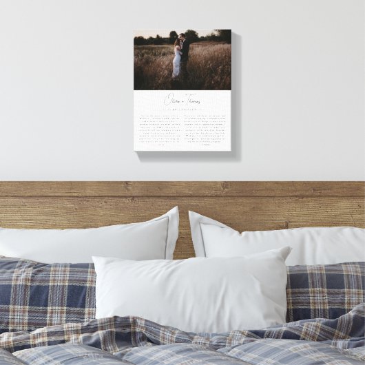 Minimalistische script foto bruiloft geloften canvas afdruk (Insitu (Slaapkamer))