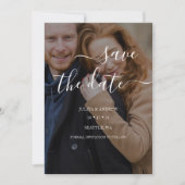 Minimalistische script foto bruiloft opslaan van d save the date (Voorkant)