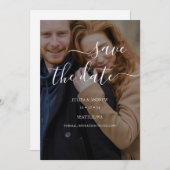 Minimalistische script foto bruiloft opslaan van d save the date (Voorkant / Achterkant)