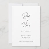 Minimalistische script foto bruiloft save the date (Achterkant)