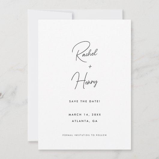 Minimalistische script foto bruiloft save the date (Achterkant)