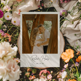 Minimalistische script foto bruiloft save the date