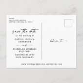 Minimalistische Script Foto Bruiloft Save the Date Aankondigingskaart (Achterkant)