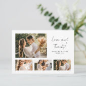 Minimalistische Script Foto Collage Trouwdag Dankj Bedankkaart (Staand voorkant)