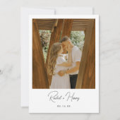 Minimalistische Script Foto Huwelijk  Save The Date (Voorkant)