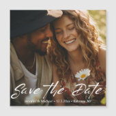 Minimalistische Script Foto Save the Date Magneet (Voorkant)