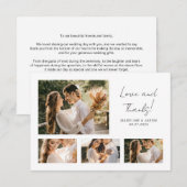 Minimalistische script fotocollage huwelijkskaarte bedankkaart (Voorkant / Achterkant)