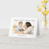 Minimalistische script fotokaart eerste keer mama kaart (Gele Bloem)