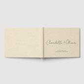 Minimalistische script gepersonaliseerde crème bru gastenboek (Volledig)