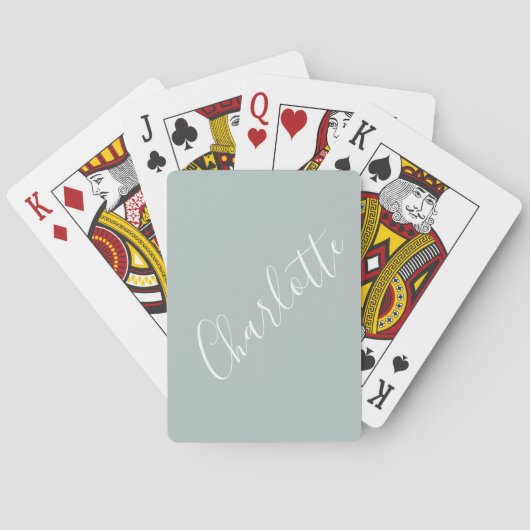 Minimalistische script gepersonaliseerde naam stof pokerkaarten (Achterkant)