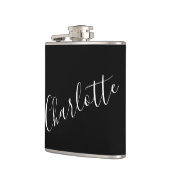 Minimalistische script gepersonaliseerde naam zwar heupfles (Links)