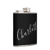 Minimalistische script gepersonaliseerde naam zwar heupfles (Rechts)