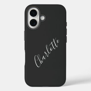 Minimalistische script gepersonaliseerde naam zwar iPhone 16 hoesje