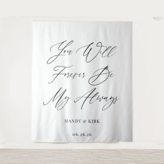 Minimalistische script gepersonaliseerde trouwbann wandkleed