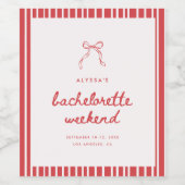 Minimalistische Script Gestreepte Coquette Bachelo Wijn Etiket (Enkel label)