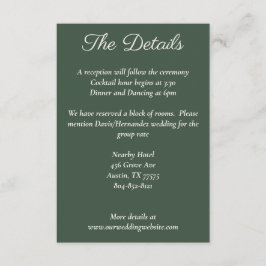 Minimalistische Script Highland Mosgroene Details  Informatiekaartje