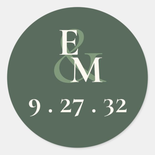 Minimalistische script Hoogland mosgroene initiale Ronde Sticker (Voorkant)