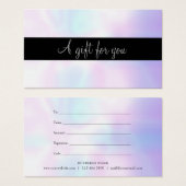 Minimalistische Script Iriserende Cadeaucertificaa Visitekaartje (Voorkant /achterkant)