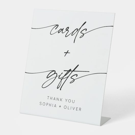 Minimalistische Script Kaarten en geschenken bruil Reclamebord Met Voetstuk (Voorkant)