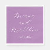 Minimalistische script kalligrafie lavendel trouw servet (Voorkant)