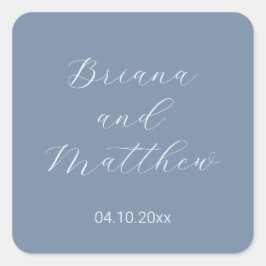 Minimalistische script kalligrafie stoffig blauw vierkante sticker