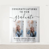 Minimalistische script kalligrafie twee foto afstu wandkleed (Voorkant)