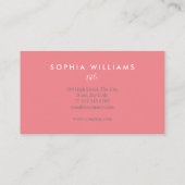 Minimalistische script koraal en witte visitekaart visitekaartje (Achterkant)
