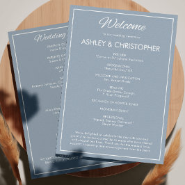 Minimalistische Script Leiste Grijs Bruiloft Programmakaart