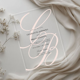 Minimalistische script letter monogram | Elegante Acryl Uitnodigingen