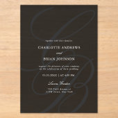 Minimalistische script letter monogram | Elegante Acryl Uitnodigingen (Voorkant)