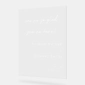 Minimalistische script lettering trouw welkom acryl bord (Hoek)