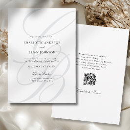 Minimalistische script lettertype monogram QR-code Kaart