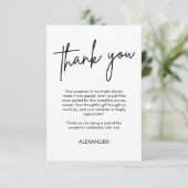 Minimalistische Script Lettertypografie Bruidsdouc Bedankkaart (Staand voorkant)