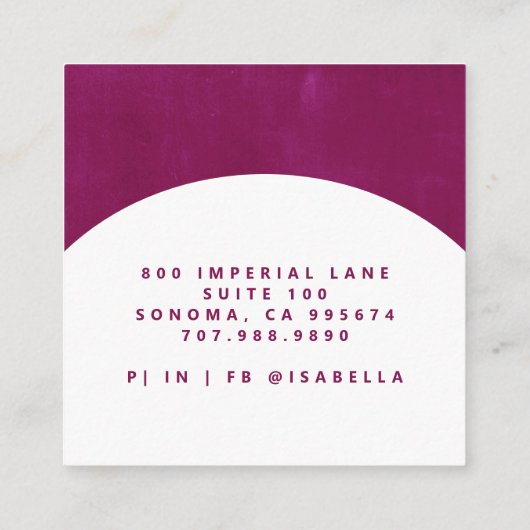 Minimalistische Script Make-up Artist Arch Raspber Vierkante Visitekaartje (Achterkant)