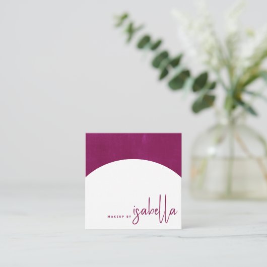 Minimalistische Script Make-up Artist Arch Raspber Vierkante Visitekaartje (Staand voorkant)