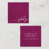 Minimalistische Script Make-up Artist Dark Raspber Vierkante Visitekaartje (Voorkant / Achterkant)